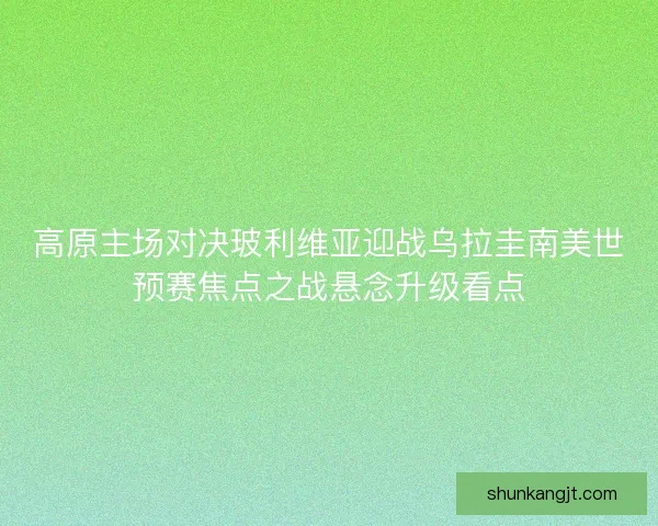 高原主场对决玻利维亚迎战乌拉圭南美世预赛焦点之战悬念升级看点